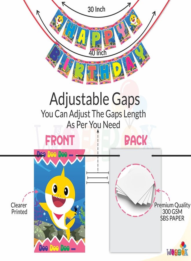 ووبوكس لافتة عيد ميلاد سعيد من وووبوكس، بتصميم بيبي شارك، خلفية زرقاء وخط متعدد الألوان، عنصر زينة لحفلات أعياد الميلاد، عناصر زينة الحفلات - Image 2